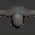 Fantasy Creature Character Bald Head Pointed Ears Blue Eyes Skin Texture Upper Body