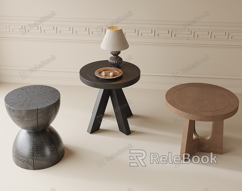 Modern Side Table Corner Table Stool Table Lamp model