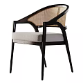 Modern Single Chair With Wooden Frame Armrests Mesh Backrest And Fabric Seat Cushion