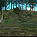 Scenic Municipal Road With Stone Slab Pavement Lined By Green Plants And Trees