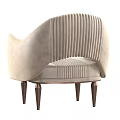 Elegant Beige Accent Chair With Vertical Tufted Pattern Curved Backrest And Brown Metal Legs