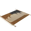 Brown Beige And Black Square Rug With Modern Abstract Geometric Design