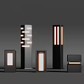 Sleek Modern Outdoor Lighting Fixtures With Vertical Rectangular Designs For Garden Pathways 3d model
