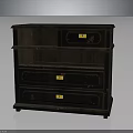 Dark Wooden Chest Of Drawers With Multiple Drawers And Yellow Decorative Labels