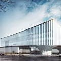 Modern Contemporary Office Building Featuring Glass Facade Streamlined Design Open Entrance And Urban Surroundings
