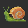 Colorful Reptile Snail With Green Body And Orange Spotted Spiral Shell