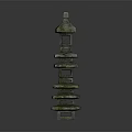 Multi Tiered Moss Covered Stone Pillar With Traditional Architectural Design Structure 3d model