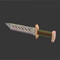 Tactical Weapon Knife With Slotted Blade Red Brown Striped Handle And Metallic Accents