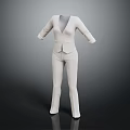 White Minimalist Professional Women's Suit Set with Blazer and Trousers