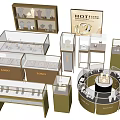 Luxury Modern Jewelry Store Interior With Glass Display Cases And Gold Accent Round Showcase