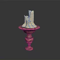 Artistic White Sculptural Design On Red Decorative Pedestal With Ornate Details