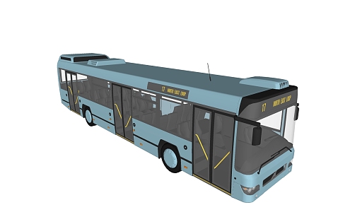 modern bus blue 3d model