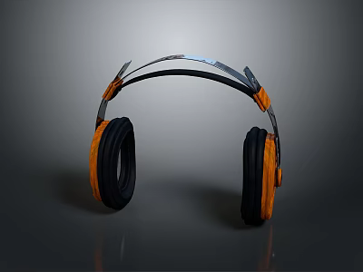 Modern Over Ear Headphones Featuring Circular Ear Cups And Orange Black Design 3d model
