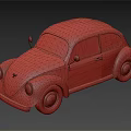 Vintage Volkswagen Beetle Car With Weathered Green Paint Classic Retro Design And Distressed Exterior