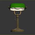 Elegant Table Lamp With Green Lampshade And Ornate Gold Base