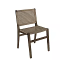 Modern Minimalist Single Chair With Light Woven Seat And Dark Wooden Frame