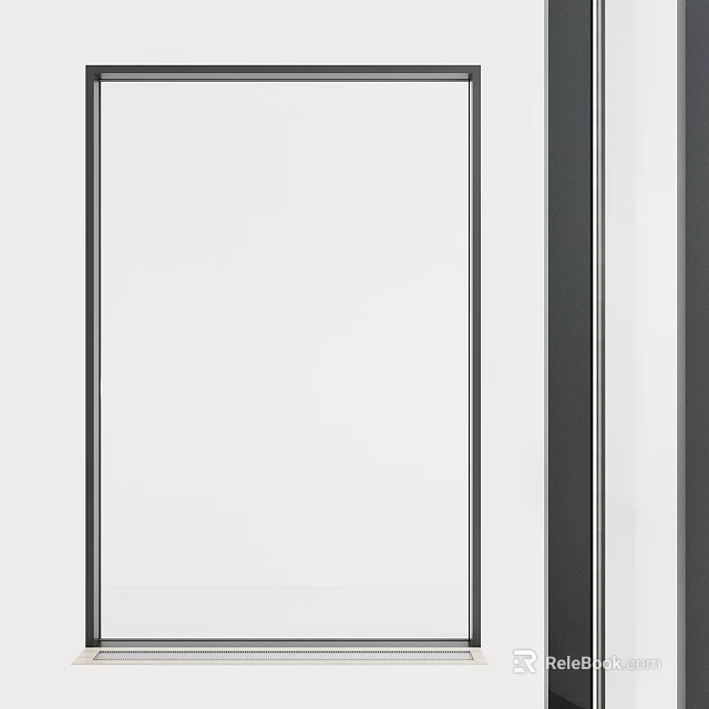 Sleek Modern Casement Window with Black Frame and White Glass Panel 3d model