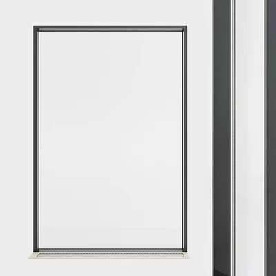 Sleek Modern Casement Window with Black Frame and White Glass Panel 3d model
