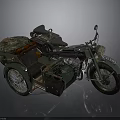 Vintage Classic Motorcycle With Sidecar And Retro Metallic Green Design