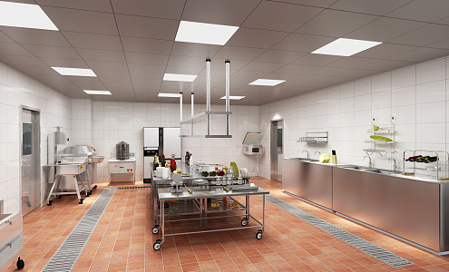 Modern Back Kitchen Hotel Central Kitchen Back Kitchen 3d model