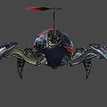 Futuristic Mechanical Reptile 3D Model With Black Red Scales And Glowing Appendages