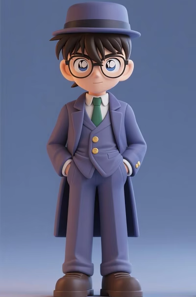 Cartoon Man In Purple Coat And Suit With Green Tie Standing Hands In Pockets 3d model