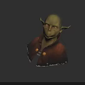 Fantasy Goblin Character 3D Model With Green Skin Pointed Ears Brown Cloak And Button Details