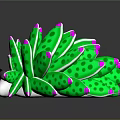 Cartoon Green Hedgehog Toy With Purple Spots White Face Black Eyes On Dark Background