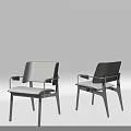 Two Modern Gray And Green Accent Chairs With Metal Frame Fabric And Leather