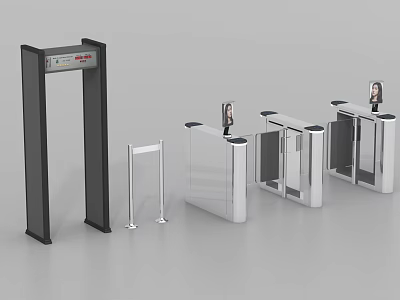 Public Facilities Security Gates And Turnstiles With Facial Recognition For Access Control 3d model
