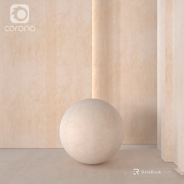 Light Beige Wooden Sphere Component with Corona Wall Panel and Smooth Surface 3d model