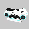 Futuristic Electric Transporter With White Body Blue Accents And Large Wheels