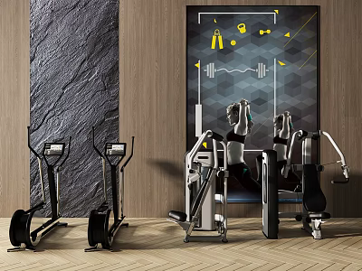 Well Equipped Gym Interior Featuring Treadmills Weight Training Machines And Fitness Dumbbell Patterns 3d model