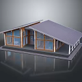 Modern Single Family House With Sloped Roof Wooden Exterior And Large Glass Windows
