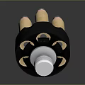 Black Revolver Cylinder Loaded With Golden Bullets On Dark Background