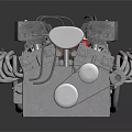 Detailed Industrial Engine Equipment Model Featuring Cylinders Cables Pipes And Yellow Components