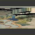 3D Traditional Landscape Desktop Decorative Item With Mountains Trees And River