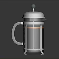 Modern French Press Coffee Cup With Stainless Steel Lid And Glass Container Holding Hot Coffee