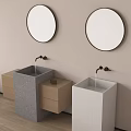 Modern sink sink sink floor basin faucet mirror 3d model