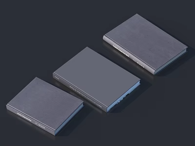 Three Gray Hardcover Notebooks Arranged Side by Side on Black Background with Sleek Design 3d model
