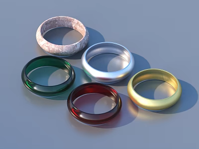 Colorful Minimalist Rings with Multiple Colors Textured Design and Fashion Jewelry Style 3d model