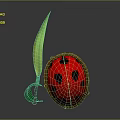 Decorative Ladybug Shaped Object With Green Leaf And Stem Design