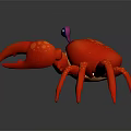 Red Crab 3D Character With Purple Blue Eyes And Yellow Spots