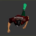 Soccer Player Game Character in Red Jersey With Green Socks Running And Pointing