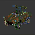 Military Missile Launcher Weapon System on Camouflaged Armored Vehicle