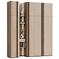 Modern Entryway Side Cabinet With Natural Wood Finish Storage Shelves Decorative Items And Books