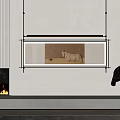 Modern Animal Painting Hanging In Interior Decor With Fireplace Sculpture And Minimalist Design