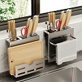 Kitchen knife holder chopstick holder cutting board 3d model