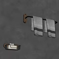 Gray Wall Bathroom Accessory Setup With Mounted Towel Rack Gray Towels And Soap Dish