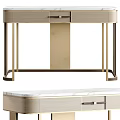 Modern Dressing Table With Metal Frame Marble Top And Storage Drawers 3d model